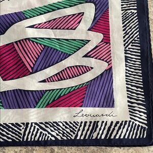 Leonardi Colorblock Abstract Silk Scarf - Pink, Purple, Green, Navy